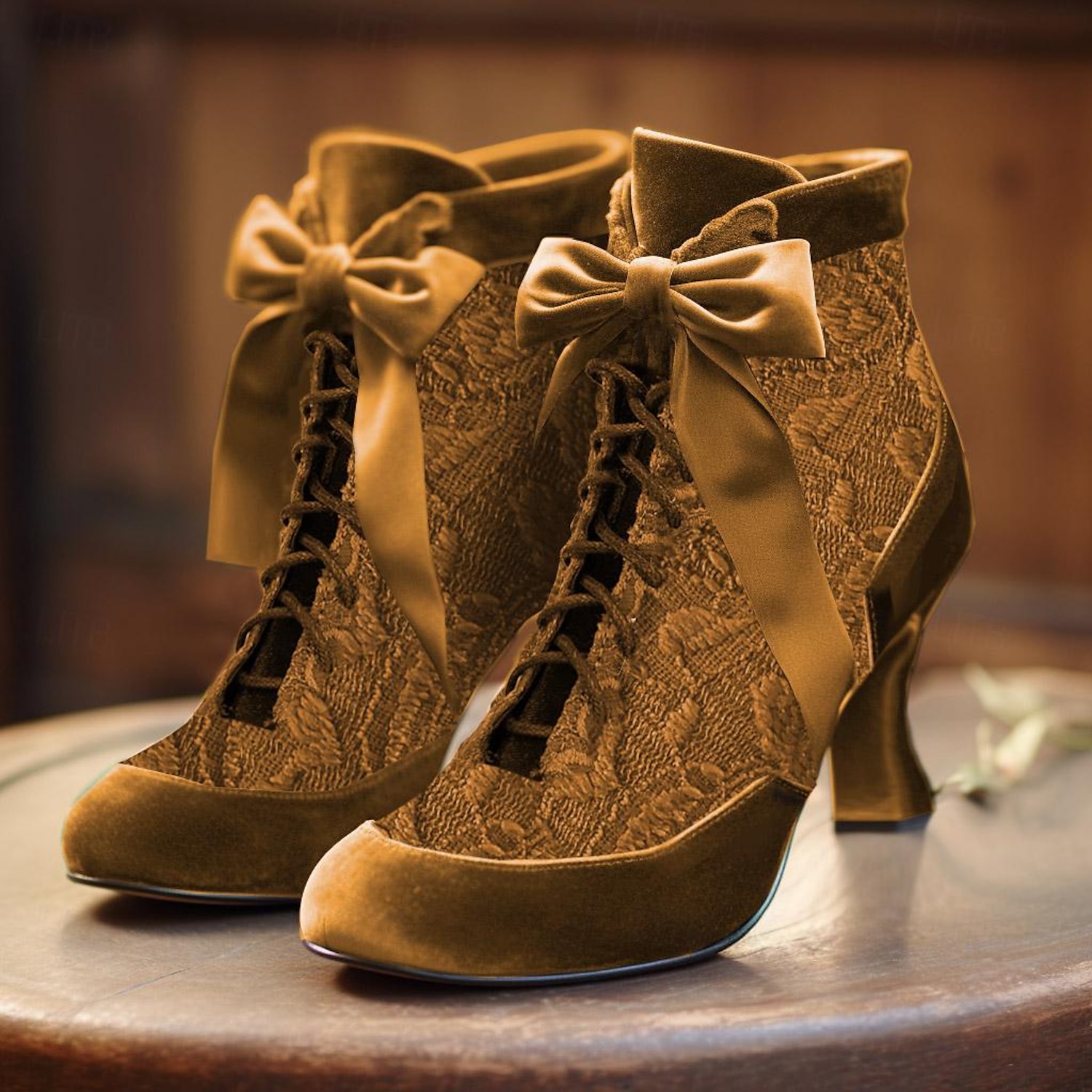 Women's Victorian Green Lace Ankle Boots with Ribbon Ties - Perfect for Vintage Themed Events and Costume Parties 2025 - Image 4