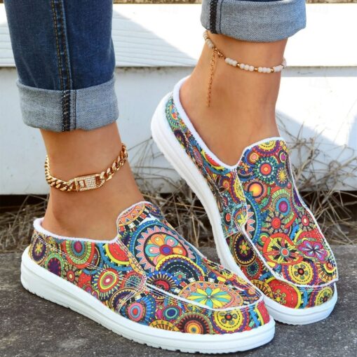 Women's Sneakers Boat Shoes Slip-Ons Plus Size Canvas Shoes Comfort Shoes Outdoor Daily Plaid Summer Flat Heel Round Toe Casual Comfort Minimalism Wal