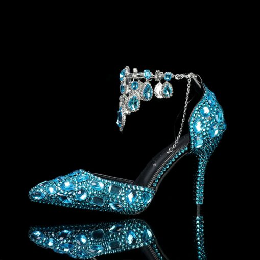 Women's Crystal Rhinestone Prom Shoes with Purple Gemstone Embellishments and Ankle Jewelry Chain - Elegant Stiletto Heels for Parties 2025 - Image 4