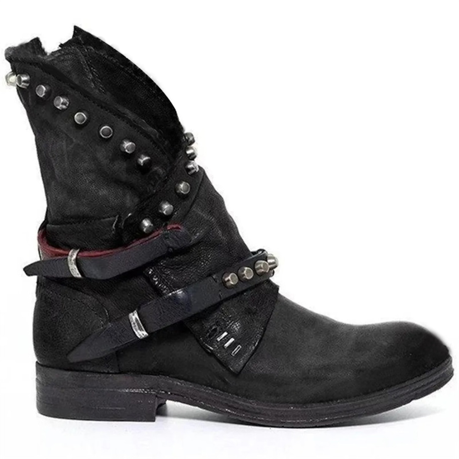 Women's Purple Studded Ankle Boots with Side Zipper and Buckle Straps, Punk Rock Style Footwear for Bold Fashion Statements 2025 - Image 5