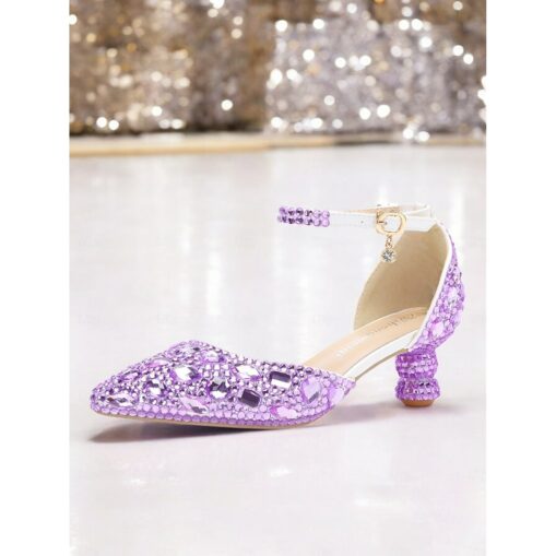 Women's Green Rhinestone Pointed-Toe Heels with Ankle Strap - Glamorous Jewel-Embellished Pumps for Evening and Special Occasions 2025 - Image 2