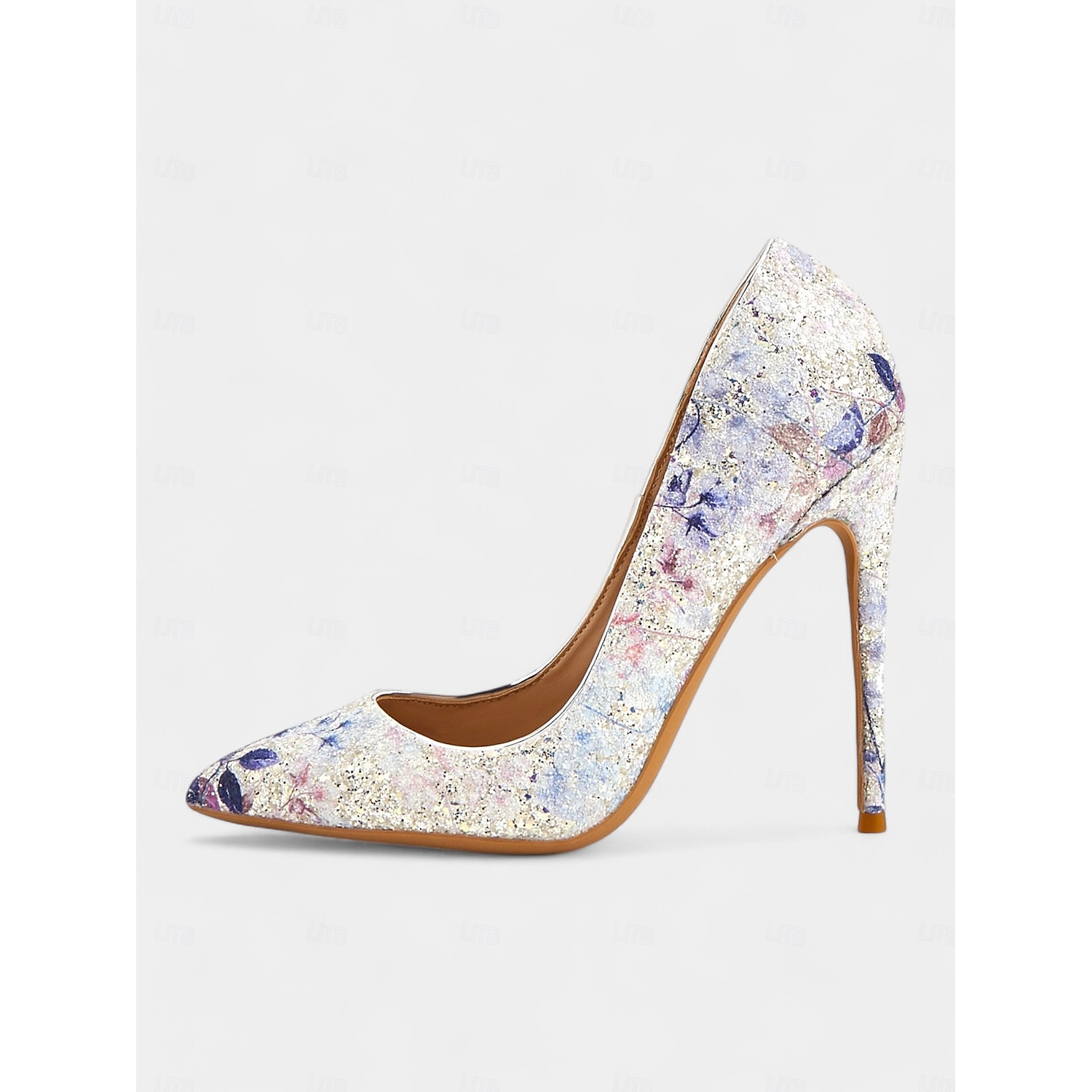 Women's Glitter Floral Stiletto Heels - Elegant Pointed-Toe Pumps for Weddings, Parties, and Evening Events 2025