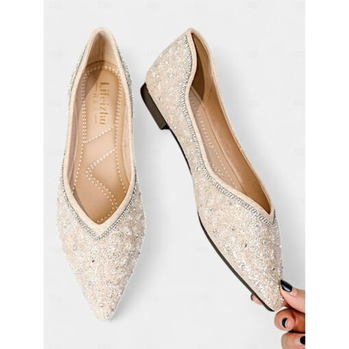 Women's Glitter Pointed-Toe Flats - Sparkling Slip-On Shoes for Evening Wear and Special Occasions 2025 - Image 2