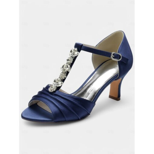 White Satin Open-Toe Bridal Heels with Crystal Detail – Elegant Wedding Shoes for Brides 2025 - Image 7