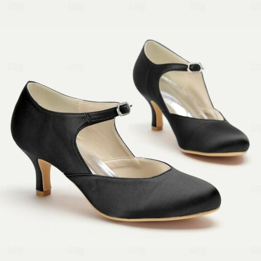 Women's Elegant Satin Mary Jane Heels - Comfortable Mid-Heel Dress Shoes with Adjustable Strap for Weddings, Parties, and Formal Events 2025 - Image 3