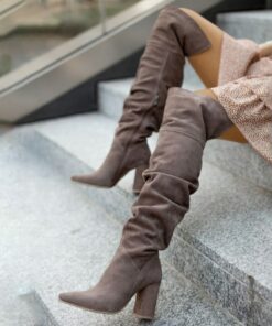 Women's Over-the-Knee Slouchy Boots with Block Heel, Stylish Suede Design Available in Multiple Colors for Fall and Winter Outfits 2025