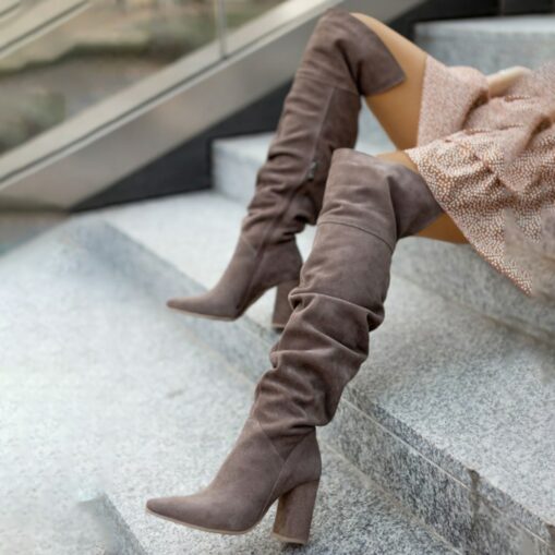 Women's Over-the-Knee Slouchy Boots with Block Heel, Stylish Suede Design Available in Multiple Colors for Fall and Winter Outfits 2025