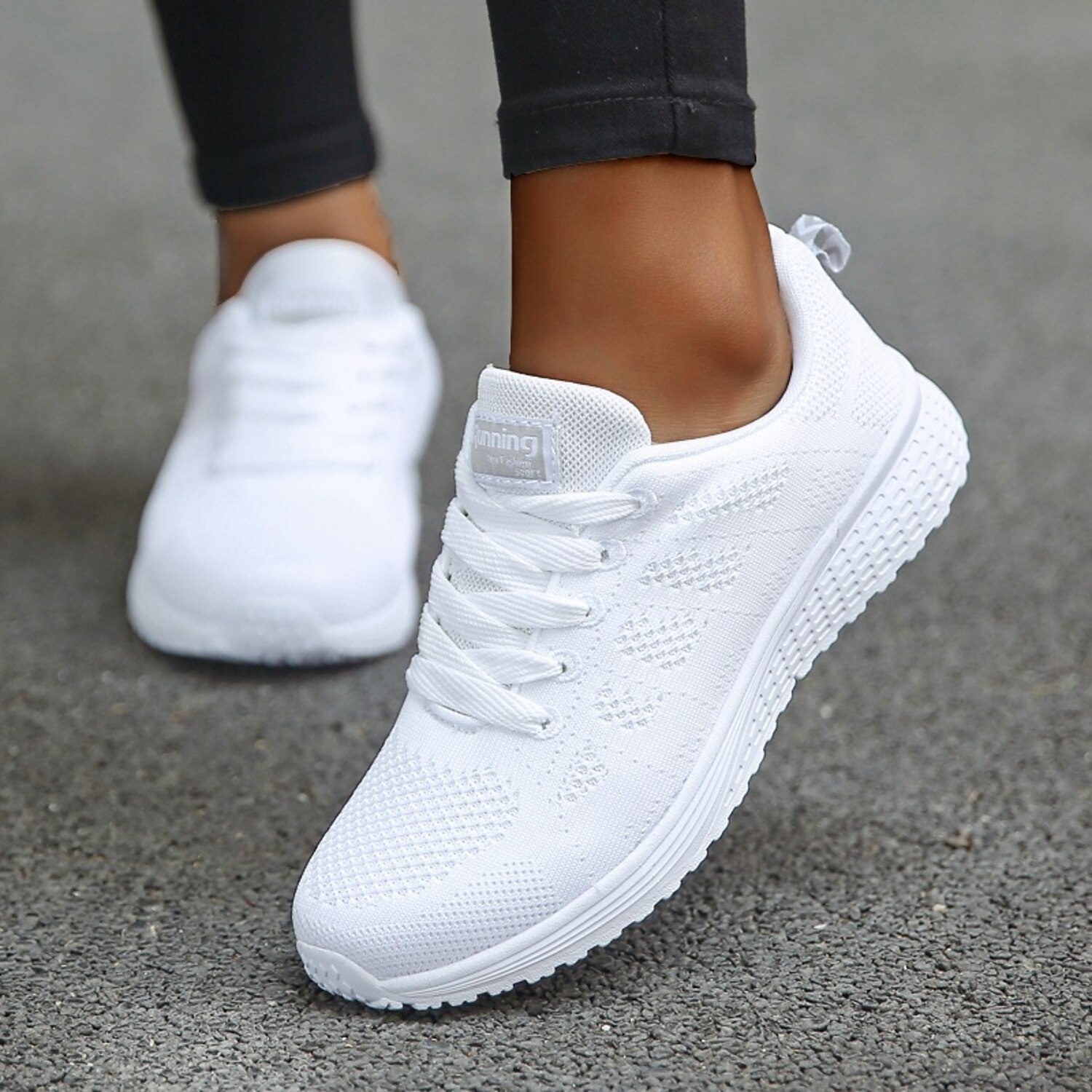 Women's Lightweight Breathable Running Shoes – All-White Athletic Sneakers for Gym, Walking, and Daily Use 2025