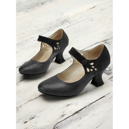 Women's 1930s Vintage Style Mary Jane Pumps with Cutout Design and Mid-Heel, Comfortable Dress Shoes for Office and Formal Events 2025 - Image 3