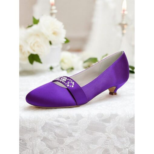 Women's Blue Satin Kitten Heels with Rhinestone Embellishment – Elegant Bridal Shoes for Weddings and Formal Occasions 2025 - Image 6