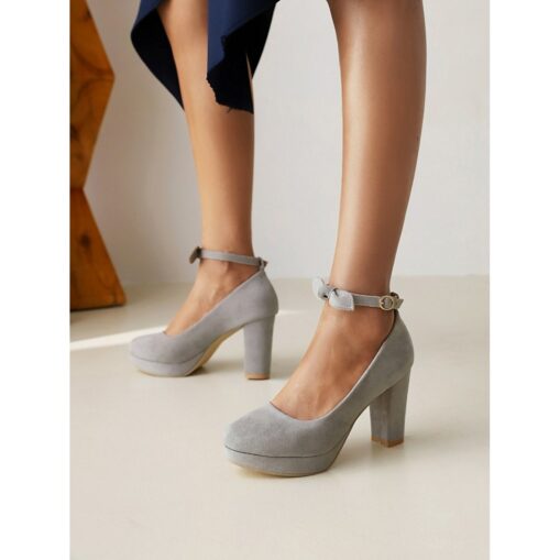 Women's Black Suede Block Heel Dress Shoes with Ankle Strap - Elegant High Heels for Formal Occasions 2025 - Image 3
