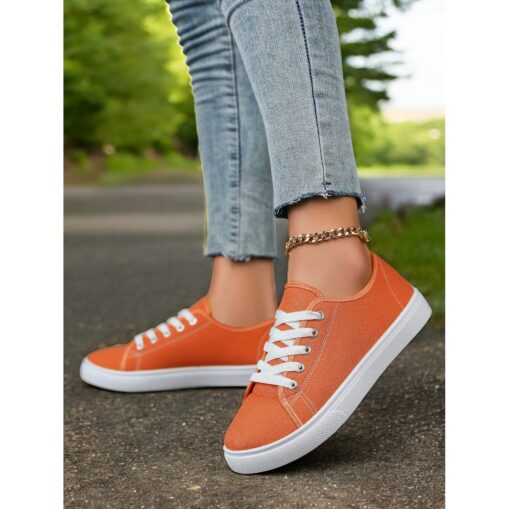 Canvas Lace-Up Sneakers for Women – Classic and Comfortable Sneakers for Everyday Wear, Perfect for Casual Outings and Weekend Adventures 2025 - Image 4