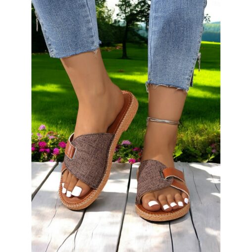 Contrast Color Slide Sandals for Women – Comfortable Open-Toe with Stylish Strap Design for Everyday Casual Wear 2025