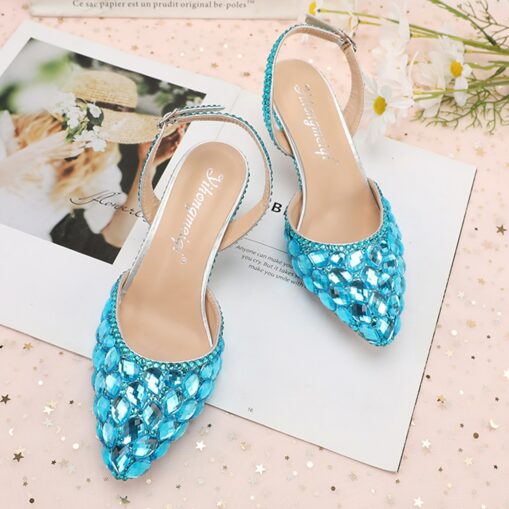 Women's Crystal Rhinestone Pointed-Toe Slingback High Heels - Elegant and Colorful Party, Wedding, and Evening Shoes 2025 - Image 9