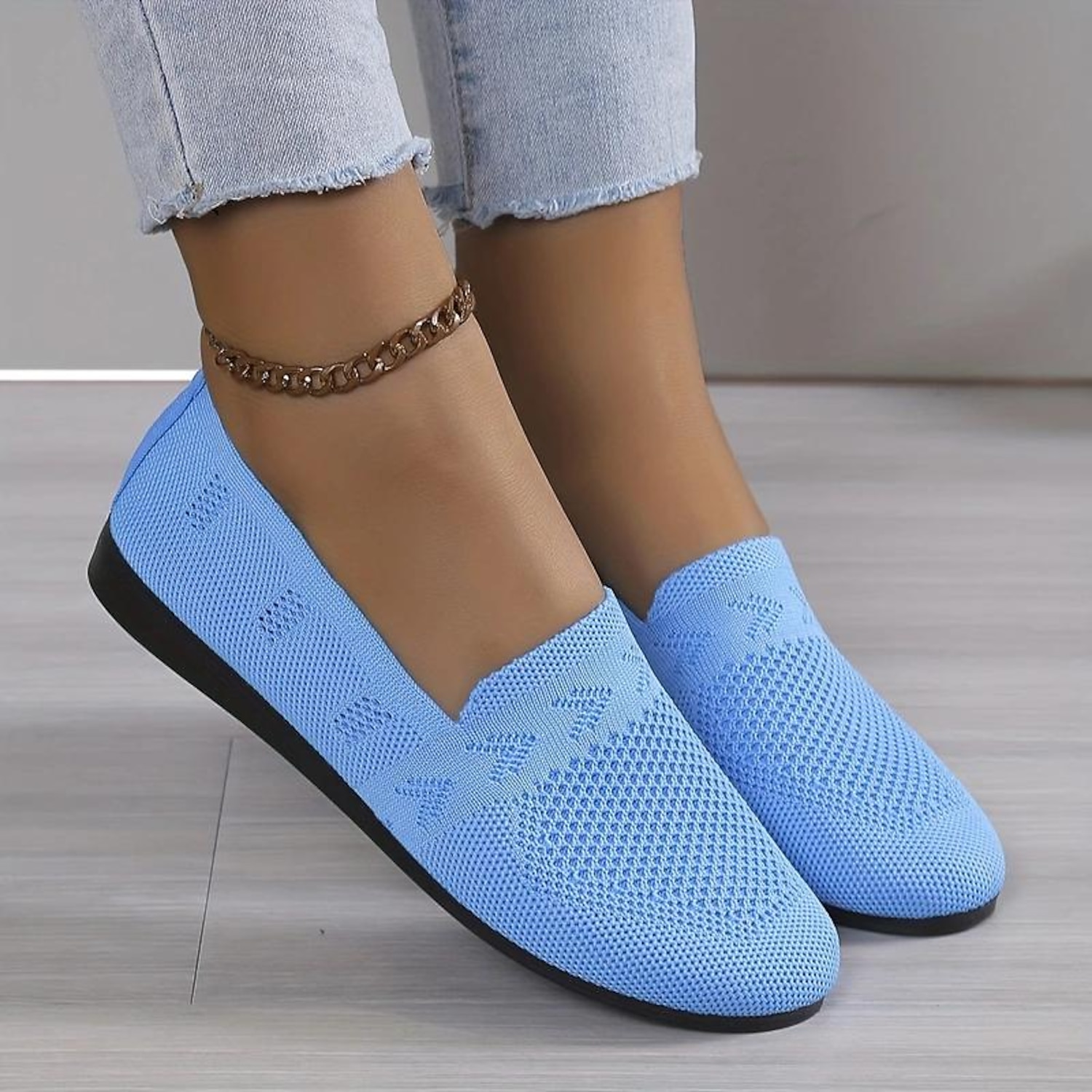 Women's Flats Slip-Ons Comfort Shoes Daily Solid Color Winter Flat Heel Round Toe Fashion Casual Comfort Walking Tissage Volant Loafer Dark Grey Black - Image 2