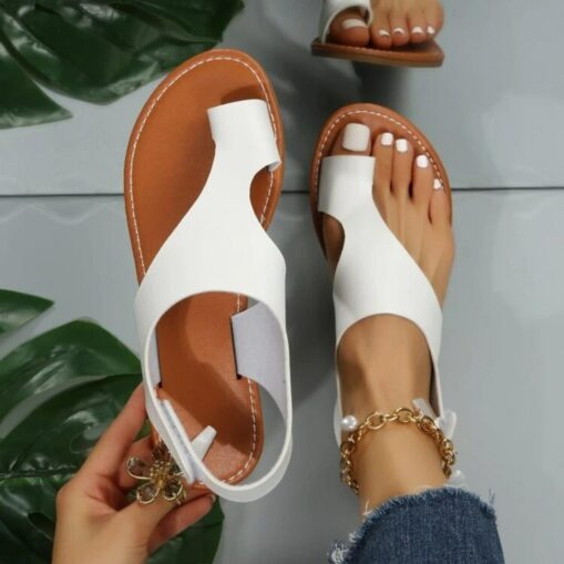 Women's Brown Open-Toe Sandals – Casual Summer Flats with Cut-Out Design for Everyday Comfort 2025 - Image 2