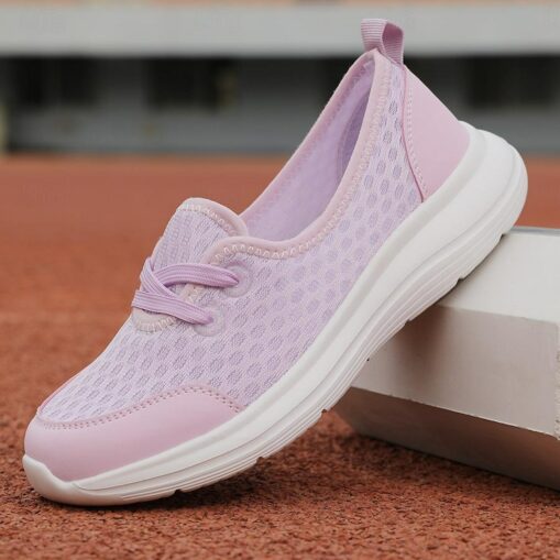 Women's Sneakers Mesh Sneakers Breathable Mesh Lace Flat Spoty Loafer Shoes White Pink Purple 2025 - Image 4