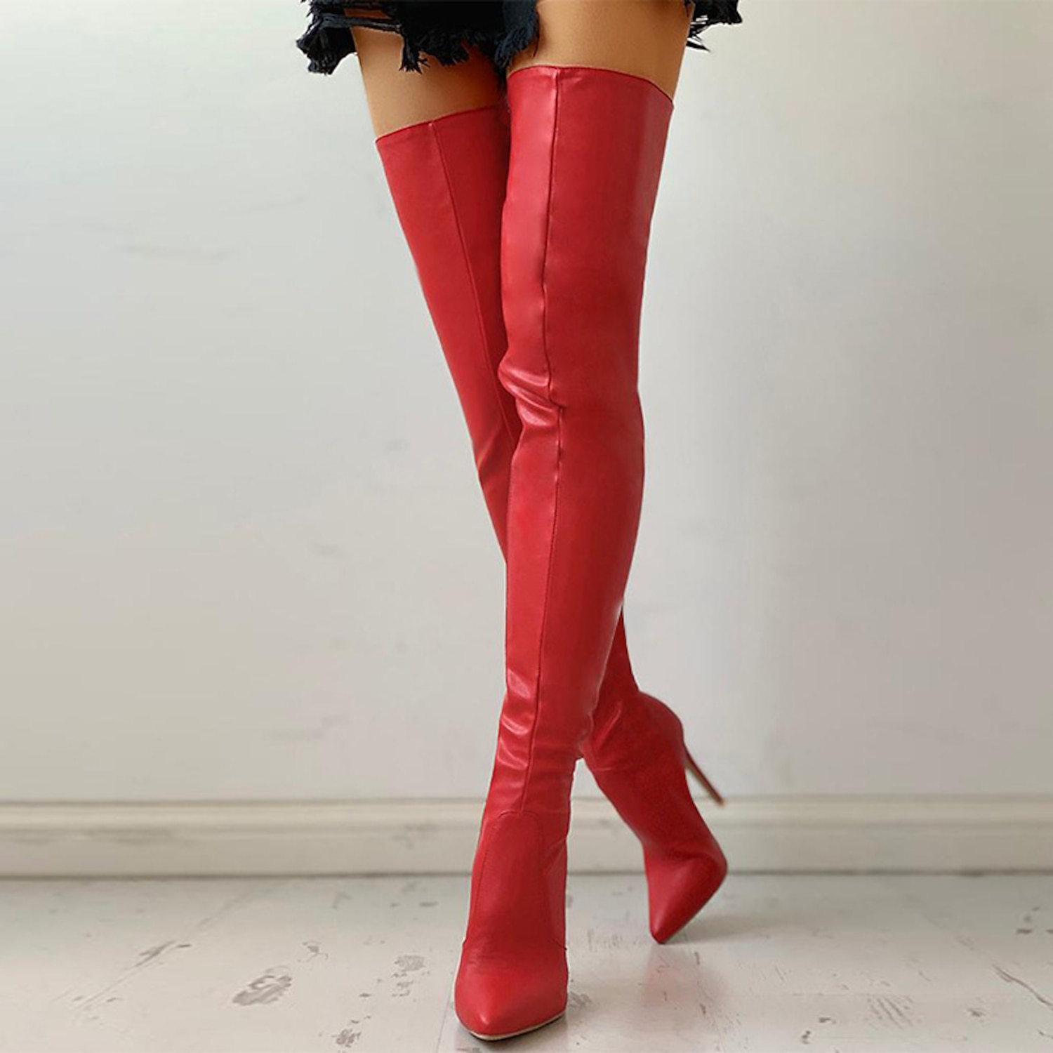 Women's Over-the-Knee Stiletto Boots - Sleek Black High Heel Thigh-High Boots for Evening and Party Wear 2025 - Image 2