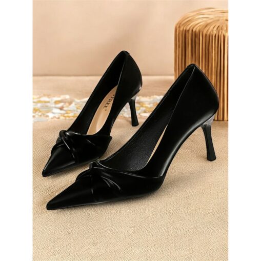 Elegant Women's Pointed Toe Green Kitten Heels with Twist Knot Detail - Perfect for Office, Formal Events, and Party Wear 2025 - Image 2