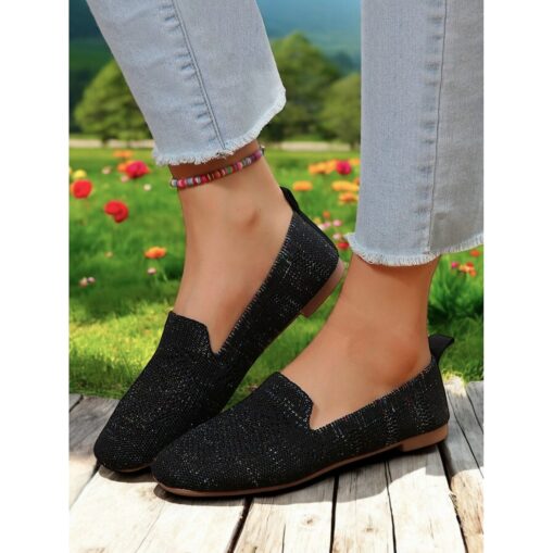 Women's Foldable Yellow Knit Flats with Breathable Design - Lightweight Travel Shoes for Casual and Outdoor Activities 2025 - Image 7