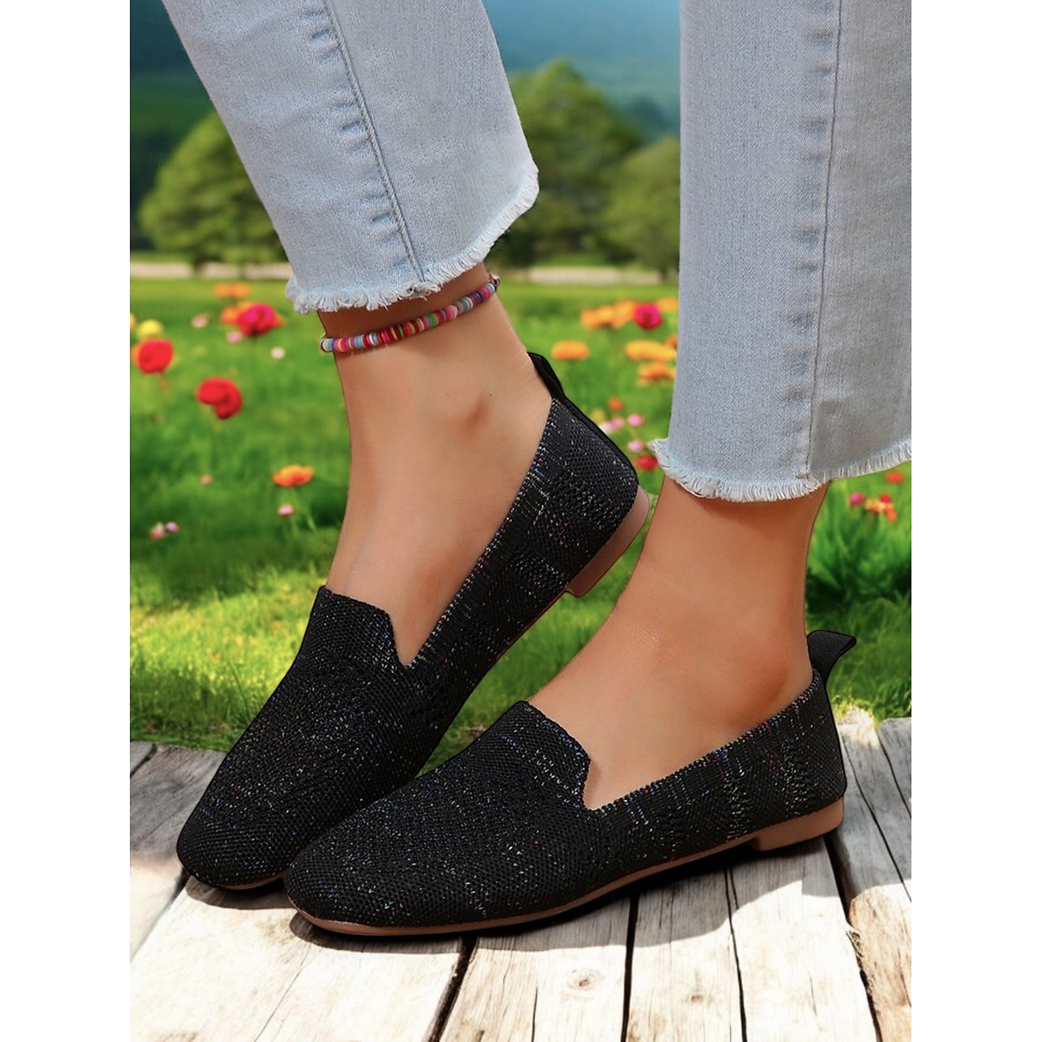 Women's Foldable Yellow Knit Flats with Breathable Design - Lightweight Travel Shoes for Casual and Outdoor Activities 2025 - Image 7