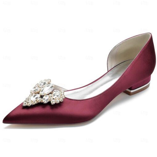 Women's Wedding Shoes Dress Shoes Wedding Party Daily Wedding Flats Bridal Shoes Bridesmaid Shoes Rhinestone Flat Heel Pointed Toe Elegant Fashion Sat - Image 5