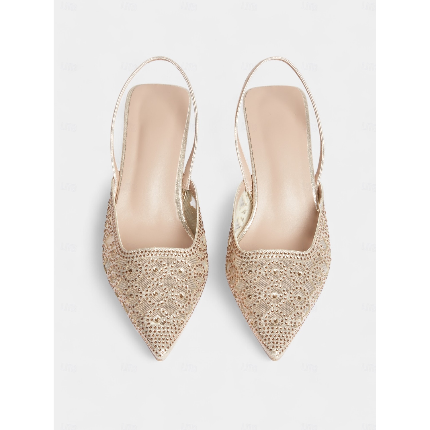 Pink Glitter Mesh Slingback Heels with Cut-Out Design and Low Kitten Heels for Formal Events and wedding 2025