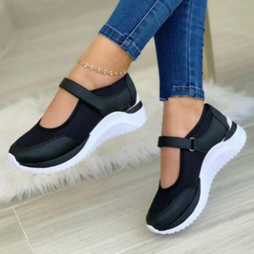 Women's Breathable Mesh Mary Jane Sneakers with Velcro Strap – Lightweight Casual Walking Shoes 2025 - Image 4