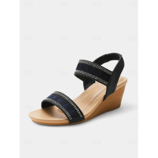 Women's Tan Wedge Sandals with Geometric Pattern - Stylish Summer Shoes for Casual and Dressy Occasions 2025 - Image 3