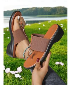 Women's Sandals Wedge Sandals Outdoor Slippers Daily Travel Mother's Day Contrast Color Wedge Round Toe Open Toe Vacation Casual Minimalism Faux Leath