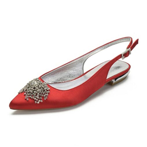 Women's Purple Satin Bridal Slingback Flats with Rhinestone Embellishments – Elegant Wedding Shoes for Brides 2025 - Image 4