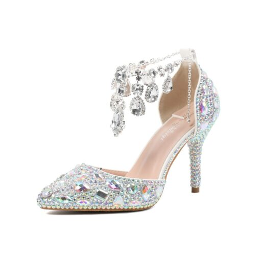 Women's Crystal Rhinestone Prom Shoes with Purple Gemstone Embellishments and Ankle Jewelry Chain - Elegant Stiletto Heels for Parties 2025 - Image 2