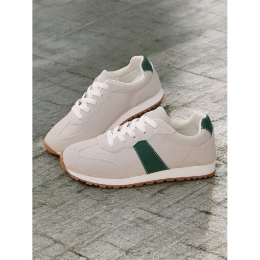 Women's Retro-Inspired Green Suede Sneakers with Rubber Sole - Comfortable and Stylish for Everyday Wear 2025 - Image 2