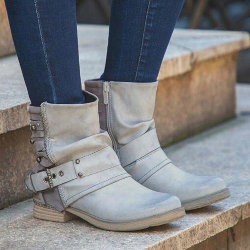 Women's Ankle Boots with Studded Straps and Buckles, Casual Retro Style for Everyday Wear 2025 - Image 3