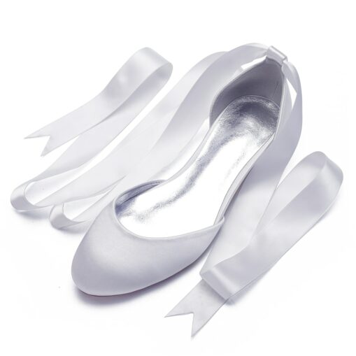 Women's Green Satin Ballet Flats with Long Ribbon Ties, Elegant and Comfortable Shoes for Weddings and Special Occasions 2025 - Image 3