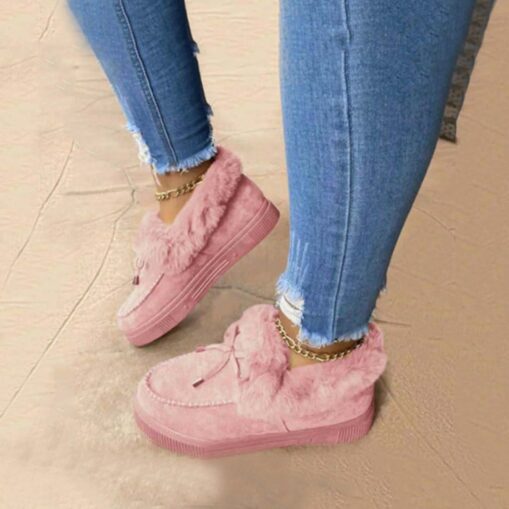 Women's Fur-Lined Moccasin Loafers - Cozy Slip-On Winter Shoes with Plush Trim and Suede Finish 2025 - Image 5