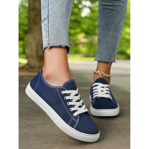 Canvas Lace-Up Sneakers for Women – Classic and Comfortable Sneakers for Everyday Wear, Perfect for Casual Outings and Weekend Adventures 2025 - Image 7