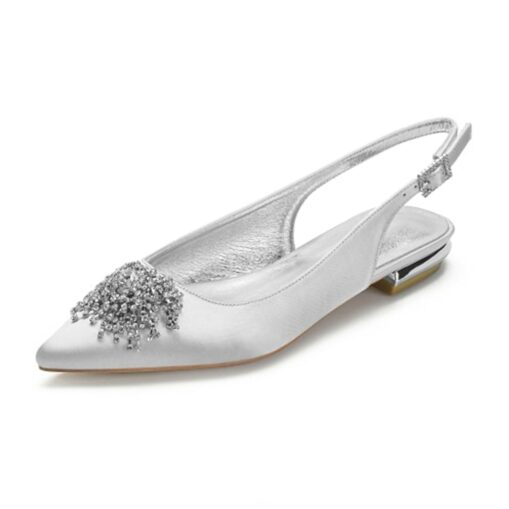 Women's Purple Satin Bridal Slingback Flats with Rhinestone Embellishments – Elegant Wedding Shoes for Brides 2025 - Image 9