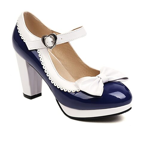 Women's Vintage Lolita Mary Jane Heels with Bow and Heart Buckle – Retro Platform Pumps for Cosplay and Parties 2025 - Image 6