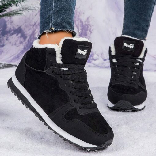 Women's Faux Suede Winter Sneakers with Plush Lining - Casual Warm Lace-Up Shoes for Cold Weather 2025 - Image 2