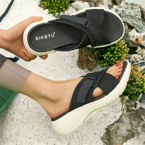 Women's Sandals Slippers Plus Size Flyknit Shoes Sports Sandals Outdoor Daily Beach Wedge Round Toe Classic Casual Comfort Walking Knit Tissage Volant - Image 3