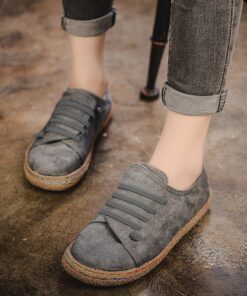 Women's Slip-Ons Plus Size Barefoot shoes Comfort Shoes Outdoor Solid Color Flat Heel Round Toe Casual Minimalism Faux Leather Lace-up Camel Black Red