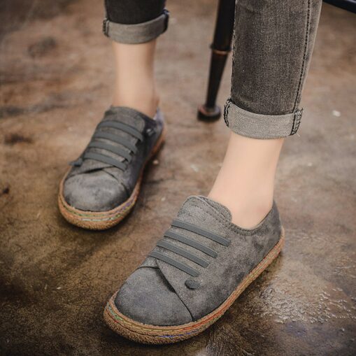 Women's Slip-Ons Plus Size Barefoot shoes Comfort Shoes Outdoor Solid Color Flat Heel Round Toe Casual Minimalism Faux Leather Lace-up Camel Black Red