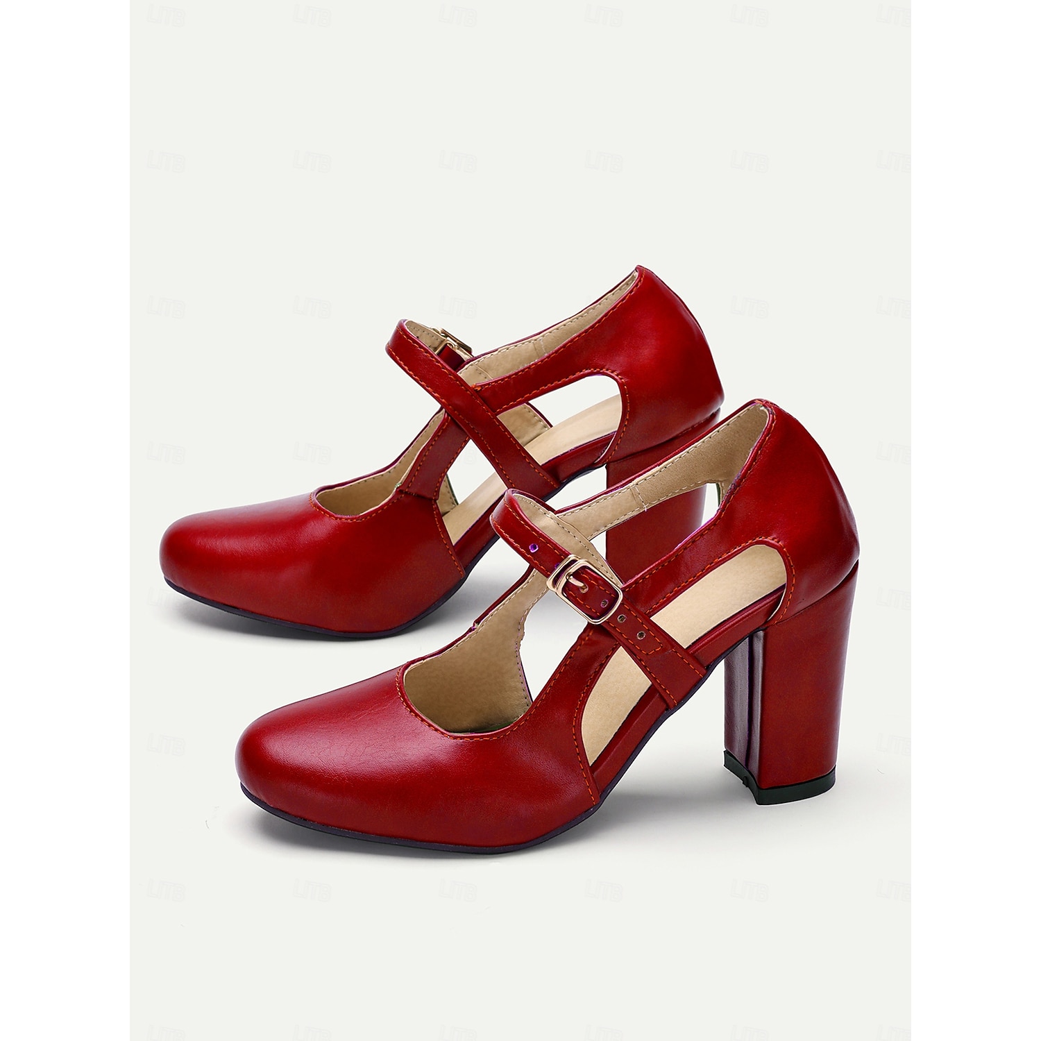 Vintage Green Mary Jane Block Heel Shoes for Women - Chunky High Heels with Buckle Strap, Retro Style Comfortable Leather Pumps 2025 - Image 4