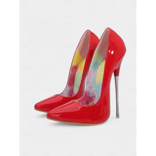 Red Patent Leather Stiletto Pumps – Women's Sexy Pointed Toe Ultra-High Heel Shoes for Party & Evening Events 2025