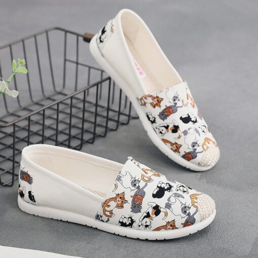 Women's Flats Slip-Ons Comfort Shoes Daily Striped Flat Heel Round Toe Casual Sweet Canvas Loafer cherry Bear star 2025 - Image 6