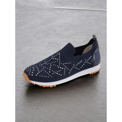 Women's Black Slip-On Sneakers with Rhinestone Embellishments – Comfortable and Stylish Casual Shoes for Everyday Wear 2025 - Image 2