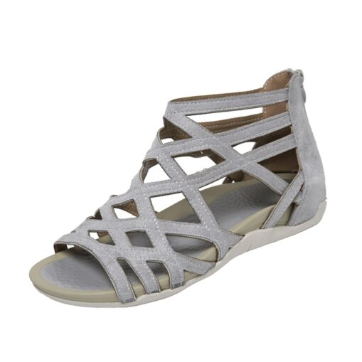 Women's Gladiator Style Flat Sandals - Strappy Open-Toe Summer Shoes in Denim Blue 2025 - Image 3