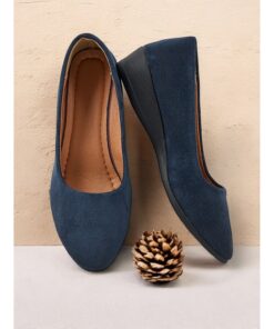Women's Soft Navy Blue Faux Suede Slip-on Flats with Cushioned Sole | Perfect for Everyday Wear 2025