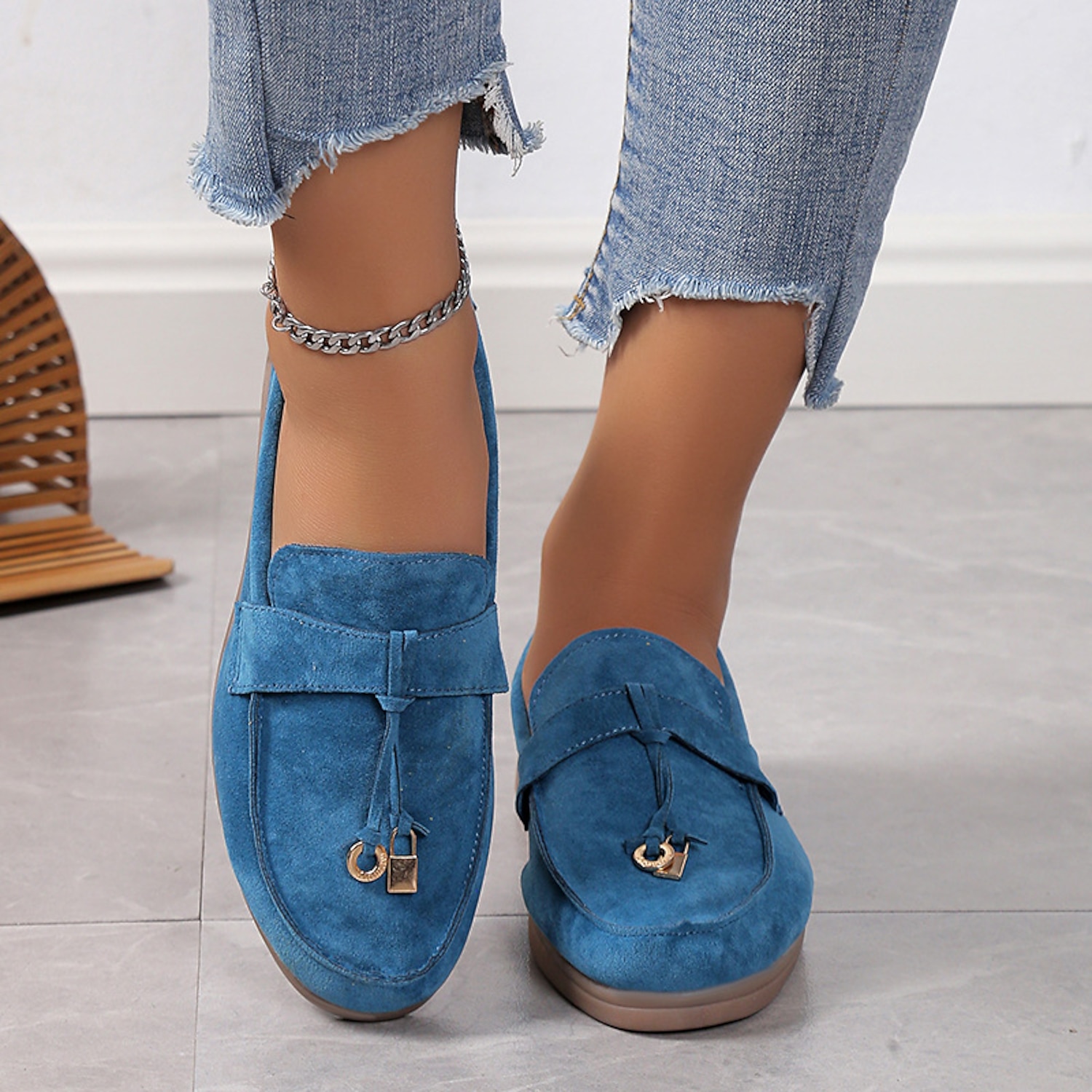 Women's Slip-Ons Loafers Plus Size Comfort Shoes Work Daily Walking Solid Color Summer Flat Heel Round Toe Casual Comfort Minimalism Faux Suede Loafer